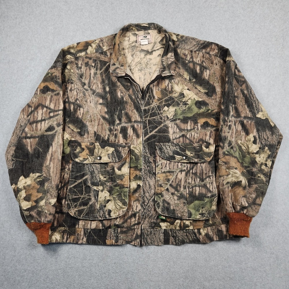 Vintage Mossy Oak Camo Jacket 2XL Breakup Full Zip Bomber Hunting Pockets‎ USA